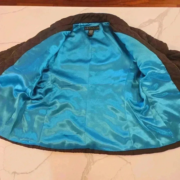 VTG Silkland 100% Silk Beaded Full Zip Quilted Jacket Brown Green Size Medium - Picture 4 of 8